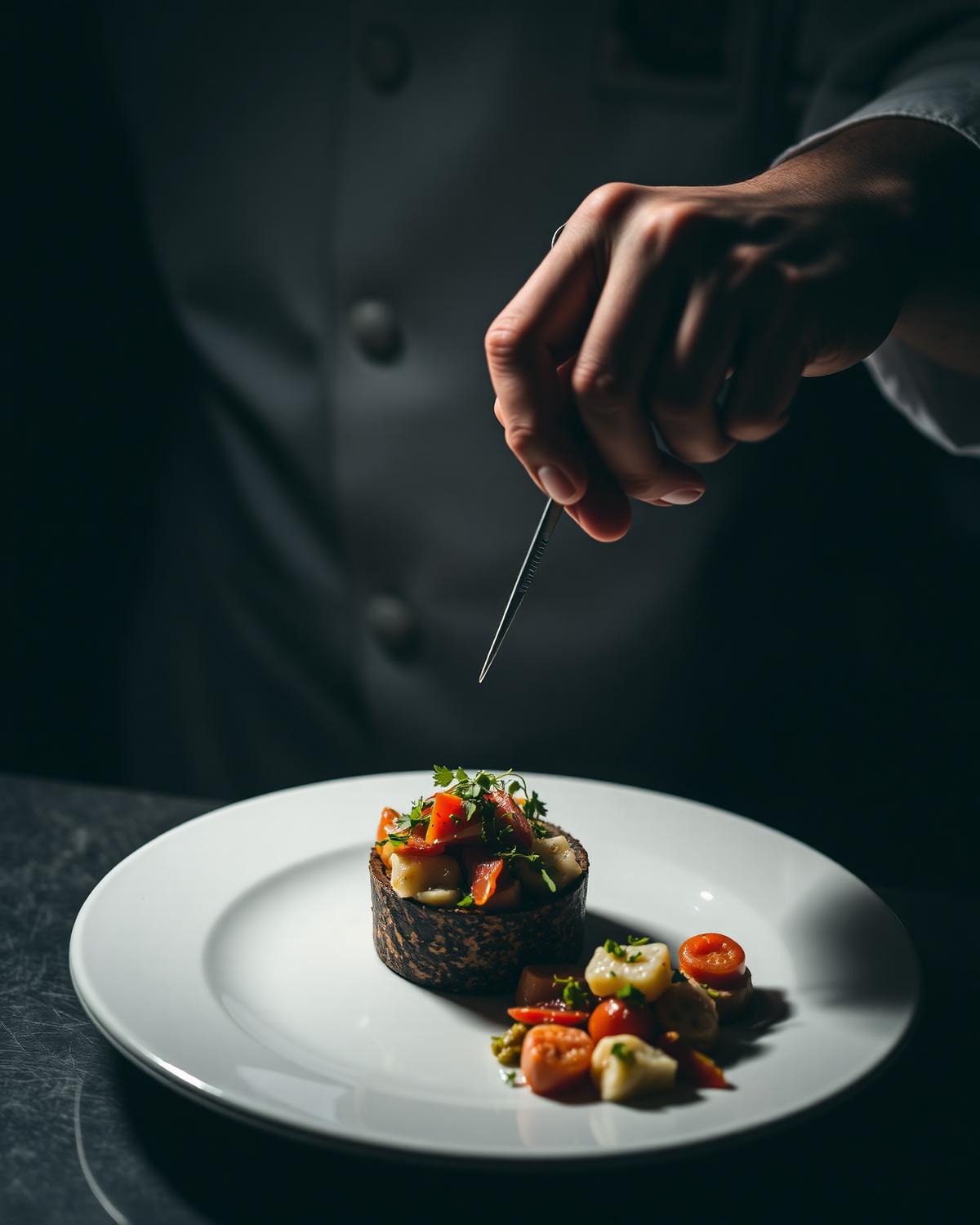 Chef beim Anrichten